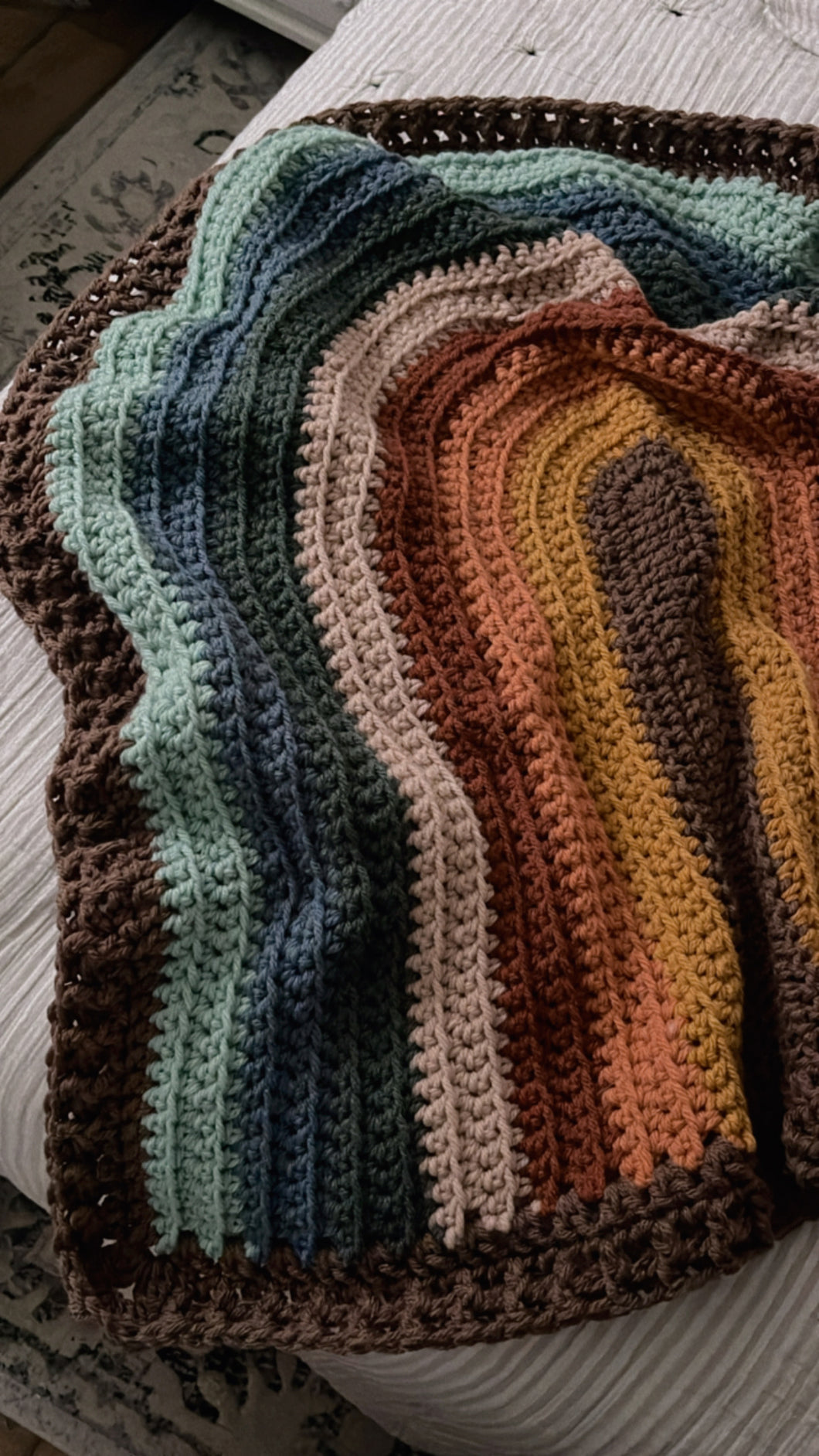 Chunky crochet rainbow blanket