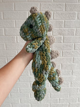 Load image into Gallery viewer, Little + Mini Dino Crochet Lovey Toy
