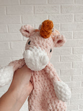 Load image into Gallery viewer, Little Unicorn Crochet Lovey Toy
