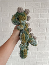 Load image into Gallery viewer, Little + Mini Dino Crochet Lovey Toy
