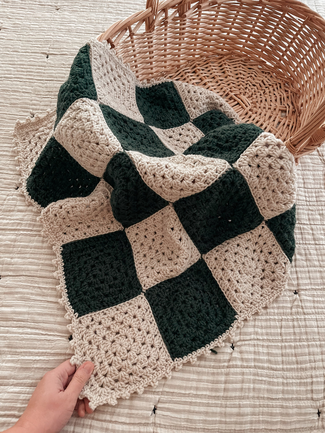 Checkered Granny Square Blanket