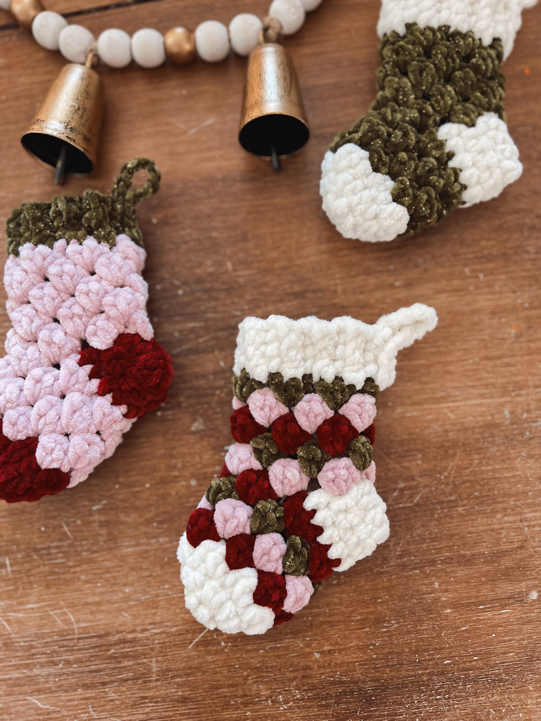 Crochet mini stockings - set of 3