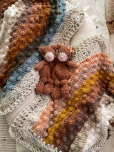 Load image into Gallery viewer, Crochet custom color rainbow blanket and lovey
