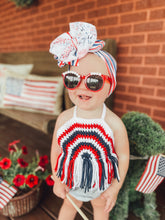 Load image into Gallery viewer, Crochet rainbow crop top
