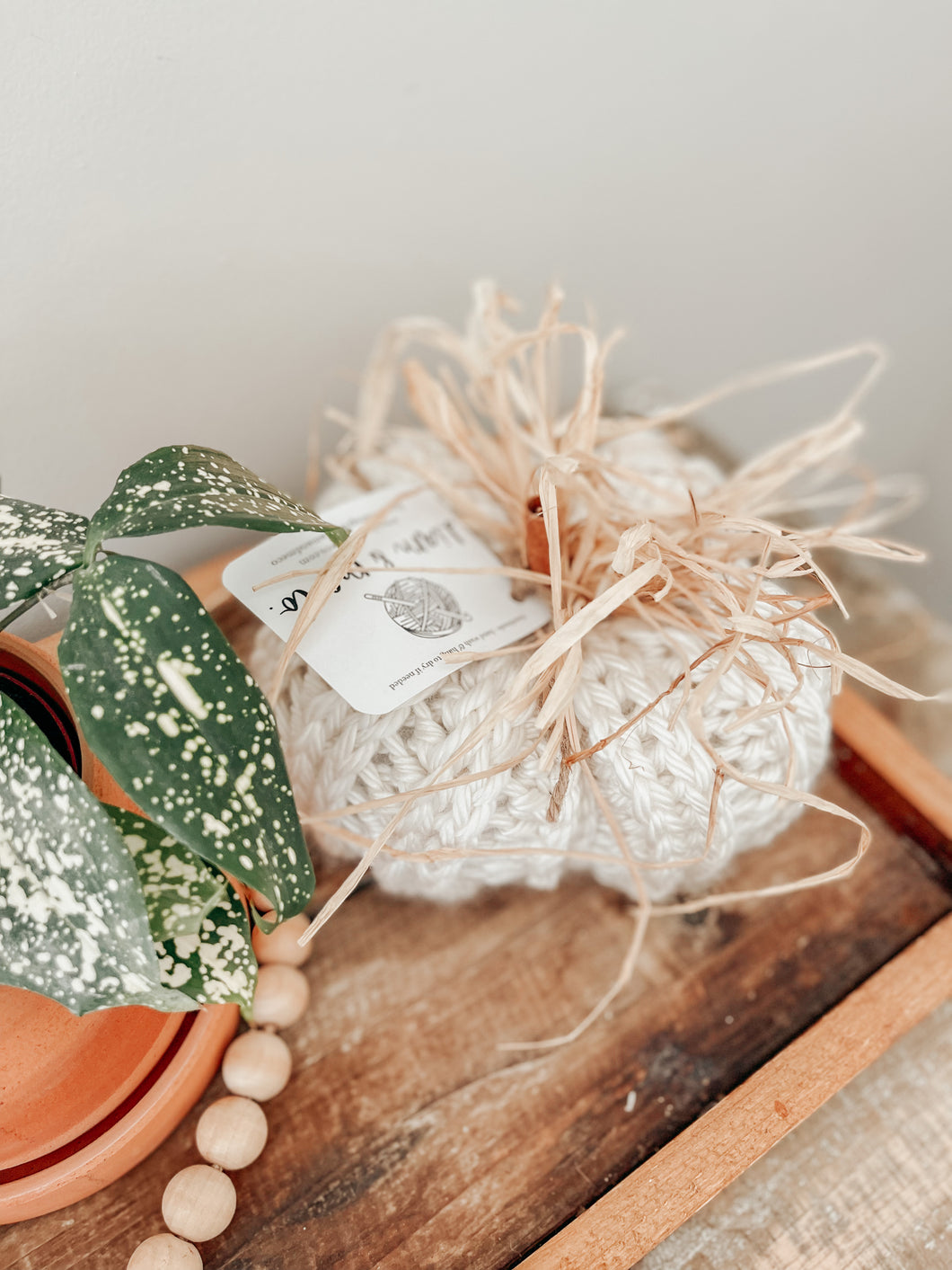 White medium crochet pumpkin