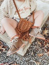 Load image into Gallery viewer, Pumpkin Spice Collab Crochet Purses
