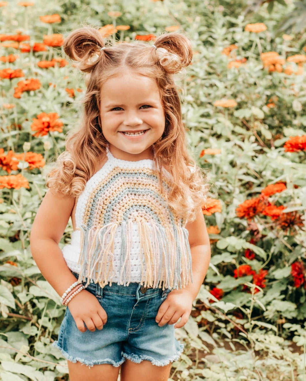 Crochet rainbow crop top